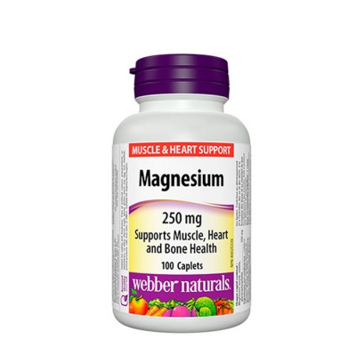 MАГНЕЗИЙ каплети 250 мг. 100 броя / WEBBER NATURALS MAGNESIUM caplets 250 mg. 100
