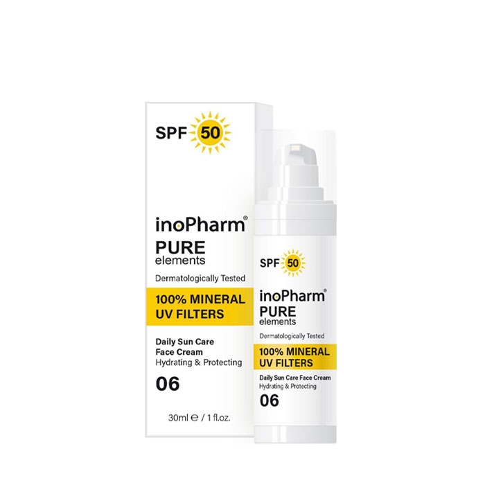 ИНОФАРМ ПЮР ЕЛЕМЕНТС СЛЪНЦЕЗАЩИТЕН КРЕМ ЗА ЛИЦЕ SPF50 30 мл INOPHARM