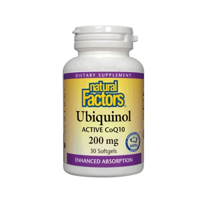 НАТУРАЛ ФАКТОРС УБИКВИНОЛ софтгел капсули 200 мг. 30 броя / NATURAL FACTORS UBIQUINOL softgels 200 mg. 30