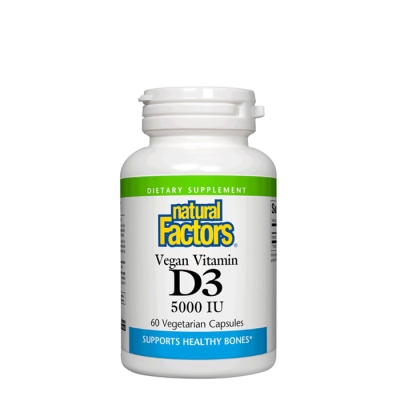 НАТУРАЛ ФАКТОРС ВИТАМИН D3 вегетариански капсули 5000 IU 60 броя / NATURAL FACTORS VITAMIN D3