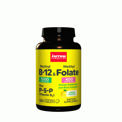 МЕТИЛ B12 + МЕТИЛ ФОЛАТ + ПИРИДОКСАЛ-5-ФОСФАТ (P5P - B6) дъвчащи таблетки 100 броя / JARROW FORMULAS VITAMIN B12 AND METHYL FOLATE