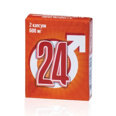 „24“ ПРИРОДНА МЪЖКА СИЛА капсули 600 мг. 2 броя / „24“ NATURAL MEN'S POWER