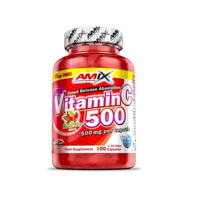 АМИКС ВИТАМИН Ц + ШИПКА капсули 500 мг. 125 броя / AMIX VITAMIN C + ROSE HIP