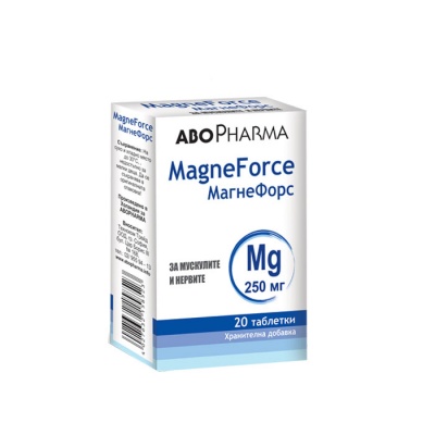 АБОФАРМА МАГНЕФОРС ЗА МУСКУЛИ И НЕРВИ таблетки 250 мг. 20 броя / ABOPHARMA MAGNEFORCE