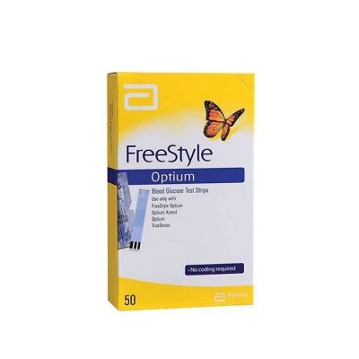 ТЕСТ ЛЕНТИ ЗА ИЗМЕРВАНЕ НА КРЪВНА ЗАХАР ОПТИУМ 50 броя / OPTIUM BLOOD GLUCOSE TEST STRIPS