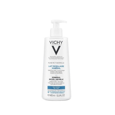 ВИШИ PURETE THERMALE МИЦЕЛАРНО МЛЯКО 400 мл. / VICHY PURETE THERMALE MINERAL MICELLAR MILK DRY SKIN