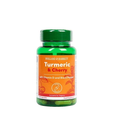 КУРКУМА И ВИШНИ капсули 30 броя / HOLLAND & BARRETT TURMERIC AND CHERRY