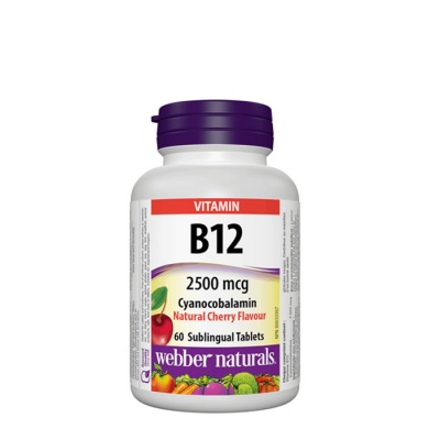 ВИТАМИН B12 сублингвални таблетки 2500 мкг. 60 броя / WEBBER NATURALS VITAMIN B12