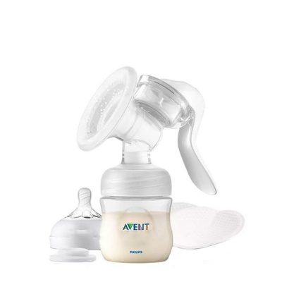 РЪЧНА ПОМПА ЗА КЪРМА NATURAL MOTION + БУТИЛКА NATURAL 125 мл. + БИБЕРОН ЗА ХРАНЕНЕ / PHILIPS AVENT NATURAL MOTION MANUAL BREAST PUMP + STORAGE VESSEL 