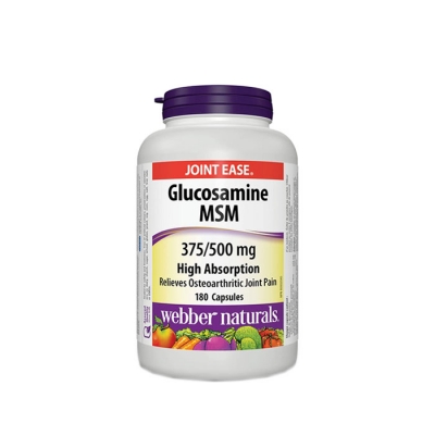 ГЛЮКОЗАМИН + МСМ 375 / 500 мг. капсули 180 броя / WEBBER NATURALS GLUCOSAMINE MSM