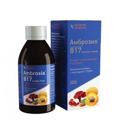 АМБРОЗИЯ ВИТАМИН B17 + РЕЙШИ сироп 100 мл. / DOLERAN PHARMA AMBROSIA VITAMIN B17 + REISHI