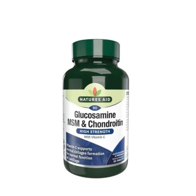 ГЛЮКОЗАМИН, МСМ, ХОНДРОИТИН С ВИТАМИН C таблетки 90 броя / NATURES AID GLUCOSAMINE, MSM & CHONDROITIN WITH VITAMIN C