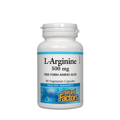 НАТУРАЛ ФАКТОРС L - АРГИНИН капсули 500 мг. 90 броя / NATURAL FACTORS L - ARGININE