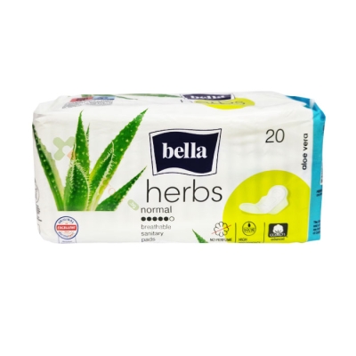 ДАМСКИ ПРЕВРЪЗКИ БЕЛЛА ХЕРБС С АЛОЕ ВЕРА НОРМАЛ 20 броя / BELLA HERBS ALOE VERA SANITARY PADS NORMAL