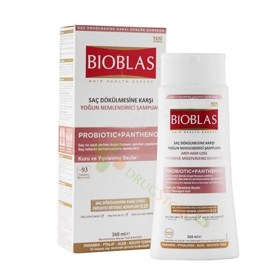 БИОБЛАС ШАМПОАН ЗА СУХА И УВРЕДЕНА КОСА С ПРОБИОТИК И ПАНТЕНОЛ 360 мл / BIOBLAS ANTI HAIR-LOSS INTENSIVE MOISTURIZING SHAMPOO