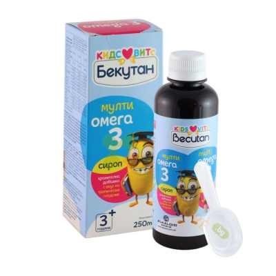 БЕКУТАН КИДС ВИТС МУЛТИОМЕГА 3 сироп 250 мл / ALKALOID BECUTAN KIDS VITS MULTIOMEGA 3