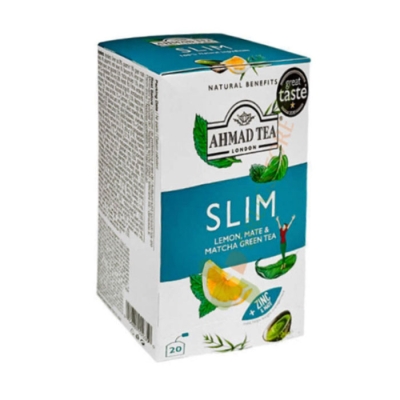 ЧАЙ СЛИМ С ЛИМОН, МАТЕ И ЗЕЛЕН ЧАЙ МАТЧА филтър 20 броя / AHMAD TEA SLIM TEA WITH LEMON, MATE, MATCHA GREEN TEA filter bags