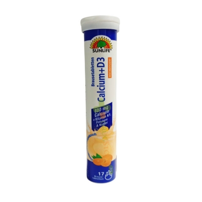 РАЗТВОРИМ КАЛЦИЙ + ВИТАМИН D3 ефервесцентни таблетки 17 броя / SUNLIFE CALCIUM + VITAMIN D3 effervescent tablets 