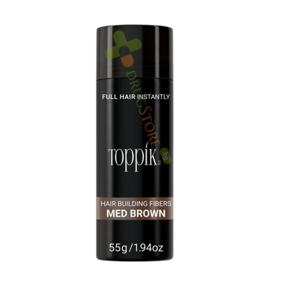 ТОППИК ФИБРИ ЗА КОСА СРЕДНО КАФЯВО 55 г / TOPPIK HAIR BUILDING FIBERS MEDIUM BROWN