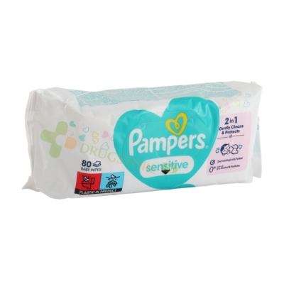 МОКРИ КЪРПИ ПАМПЕРС СЕНЗИТИВ 80 броя / PROCTER & GAMBLE PAMPERS SENSITIVE FRAGRANCE FREE BABY WIPES