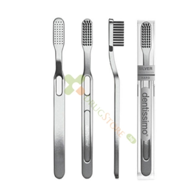 ЧЕТКА ЗА ЗЪБИ ДЕНТИСИМО СИЛВЪР С ХРОМИРАНА ДРЪЖКА / DENTISSIMO SILVER HARD TOOTHBRUSH