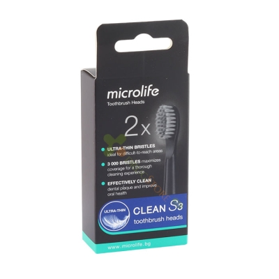НАКРАЙНИК ЗА ЕЛЕКТРИЧЕСКА ЧЕТКА ЗА ЗЪБИ МИКРОЛАЙФ CLEAN S3 СОФТ 2 броя / MICROLIFE CLEAN S3 TOOTHBRUSH HEADS SOFT 