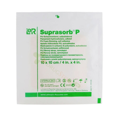 СУПРАСОРБ P ПОЛИУРЕТАНОВА ПОРЕСТА ПРЕВРЪЗКА 10 х 10см 1 брой / LOHMANN & RAUSCHER SUPRASORB P PU FOAM DRESSING, ADHESIVE 10 х 10 cm 