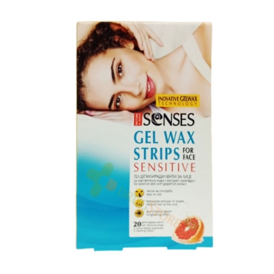 ГЕЛ ДЕПИЛИРАЩИ ЛЕНТИ ЗА ЛИЦЕ SENSES 20 броя / NATURE OF AGIVA SENSES GEL WAX STRIPS FOR FACE 
