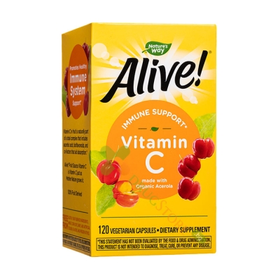 АЛАЙВ ВИТАМИН C (ОТ АЦЕРОЛА ОРГАНИК) капсули 120 броя / NATURE'S WAY ALIVE VITAMIN C (FROM ORGANIC ACEROLA) 