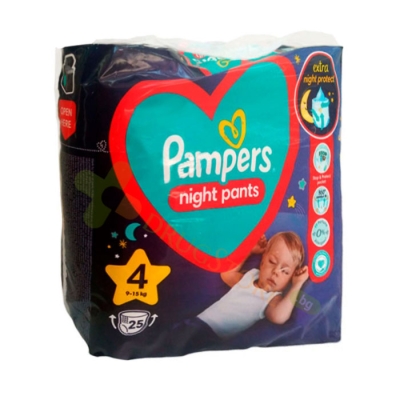 ПАМПЕРС ГАЩИ НАЙТ №4 9 - 15 кг 25 броя / PAMPERS NIGHT PANTS №4 9 - 15 kg 