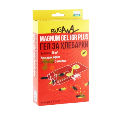 БЪГ АУЕЙ ГЕЛ ЗА ХЛЕБАРКИ 90 кв. м. капсули 2,5 гр. 6 броя / PELGAR INTERNATIONAL BUG AWAY MAGNUM GEL IGR PLUS
