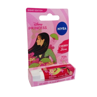 НИВЕА БАЛСАМ ЗА УСТНИ ДИСНИ ПРИНЦЕСА CHERRY SHINE 72ч 4.8 г / NIVEA DISNEY PRINCESS CHERRY SHINE 72h 