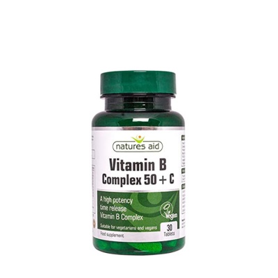 ВИТАМИН B КОМПЛЕКС 50 + ВИТАМИН C таблетки 30 броя / NATURES AID VITAMIN B COMPLEX 50 + VITAMIN C