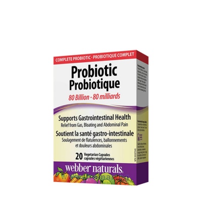 ПРОБИОТИК 80 млрд. капсули 20 броя / WEBBER NATURALS PROBIOTIC 80 BILLION SUPPORTS GASTROINTESTINAL HEALTH