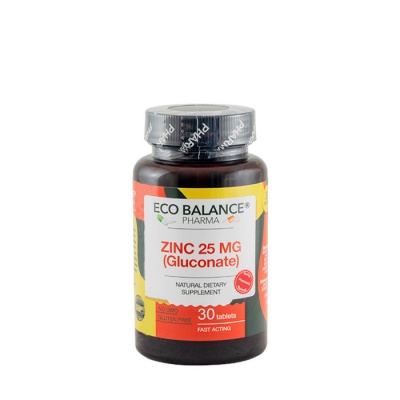 ЦИНК ГЛЮКОНАТ ЕКО БАЛАНС 25 мг. таблетки 30 броя / ECO BALANCE ZINC GLUCONATE 