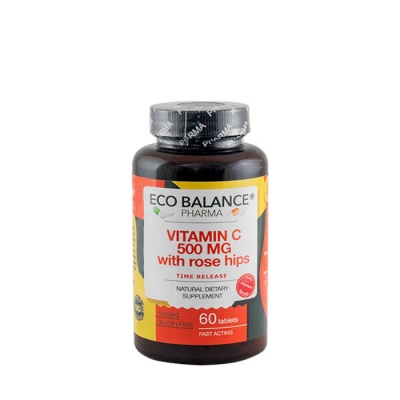 ВИТАМИН C 500 мг. + ШИПКА ЕКО БАЛАНС таблетки 60 броя / ECO BALANCE PHARMA VITAMIN C 500 mg + ROSE HIPS 