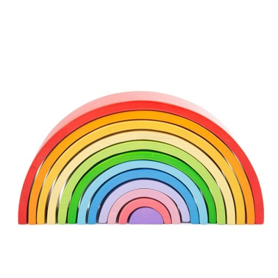 ДЪРВЕНА ДЪГА ЗА ПОДРЕЖДАНЕ - ГОЛЯМА БИГДЖИГС BJ498 / BIGJIGS TOYS WOODEN STACKING RAINBOW - LARGE BJ498