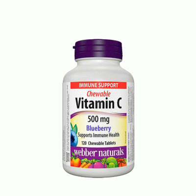 ВИТАМИН C с вкус на боровинки 500 мг. дъвчащи таблетки 120 броя / WEBBER NATURALS VITAMIN C BLUEBERRY 