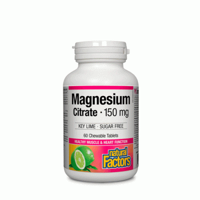 НАТУРАЛ ФАКТОРС МАГНЕЗИЙ дъвчащи таблетки 150 мг. 60 броя / NATURAL FACTORS MAGNESIUM CITRATE