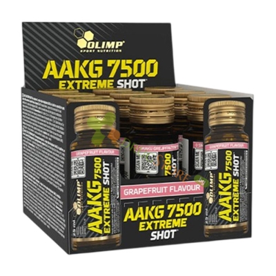 AAKG 7500 ЕКСТРИЙМ ШОТ стъклена ампула 25 мл ОВКУСЕН 9 броя / OLIMP SPORT NUTRITION AAKG 7500 EXTREME SHOT glass ampoule 25 ml AVORED