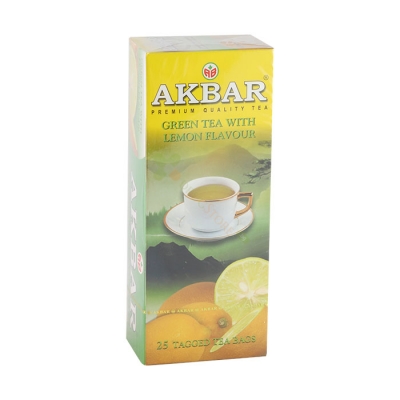 ЗЕЛЕН ЧАЙ С ВКУС НА ЛИМОН АКБАР филтър 25 броя / AKBAR GREEN TEA WITH LEMON FLAVORED