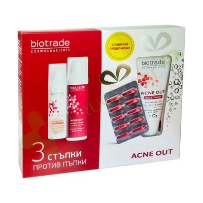 АКНЕ АУТ КОМПЛЕКТ 3 СТЪПКИ ПРОТИВ ПЪПКИ / BIOTRADE COSMECEUTICALS ACNE OUT 3-STEP ANTI-PIMPLE KIT