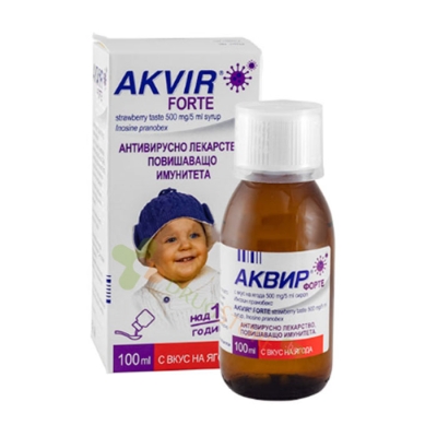 АКВИР ФОРТЕ сироп с вкус на ягода 500 мг / 5 мл 100 мл / AKVIR FORTE strawberry taste 500 mg / 5 ml syrup