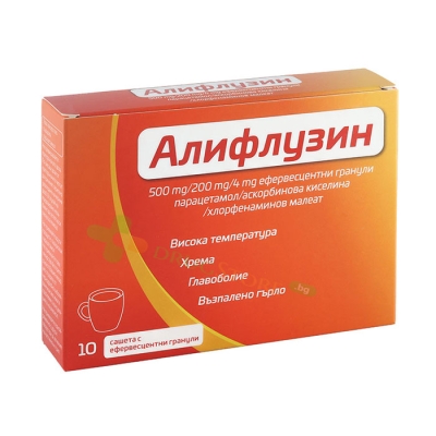 АЛИФЛУЗИН саше 500 мг/200 мг/4 мг 10 броя / NATUR PRODUKT ALIFLUSIN sachet 500 mg/200 mg/4 mg