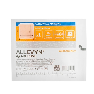 АЛЕВИН AG ADHESIVE превръзка 10 см х 10 см 1 брой / SMITH & NEPHEW ALLEVYN AG ADHESIVE