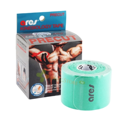 АРЕС ЗЕЛЕНА КИНЕЗИО ЛЕНТА 5 см / 25 см 20 броя / ARES TAPE KINESIOLOGY TAPE GREEN 25 cm