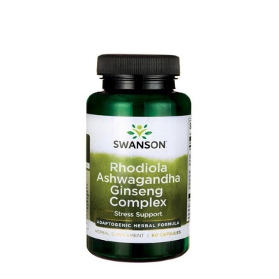 СУОНСЪН РОДИОЛА, АШВАГАНДА И ЖЕНШЕН КОМПЛЕКС капсули 60 броя / SWANSON RHODIOLA ASHWAGANDHA GINSENG COMPLEX