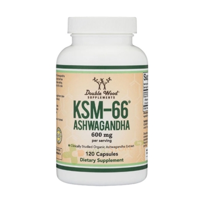 АШВАГАНДА KSM-66 капсули 120 броя / DOUBLE WOOD ASHWAGANDHA KSM-66 