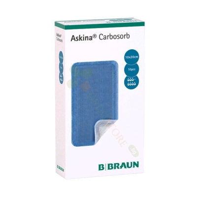 АСКИНА КАРБОСОРБ АБСОРБИРАЩА ПРЕВРЪЗКА ЗА РАНА 10 см /20 см 10 броя / B.BRAUN ASKINA CARBSORB 10 sm / 20 sm 