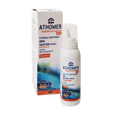 АТОМЕР ИЗОТОНИК ПРОПОЛИС спрей за нос 100 мл / ATHOMER BABIES AND ADULTS ISOTONIC SEA WATER SPRAY 
